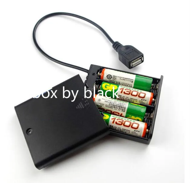 500 шт./лот USB 4AA батарейный отсек 4 AA держатель с выключателем |