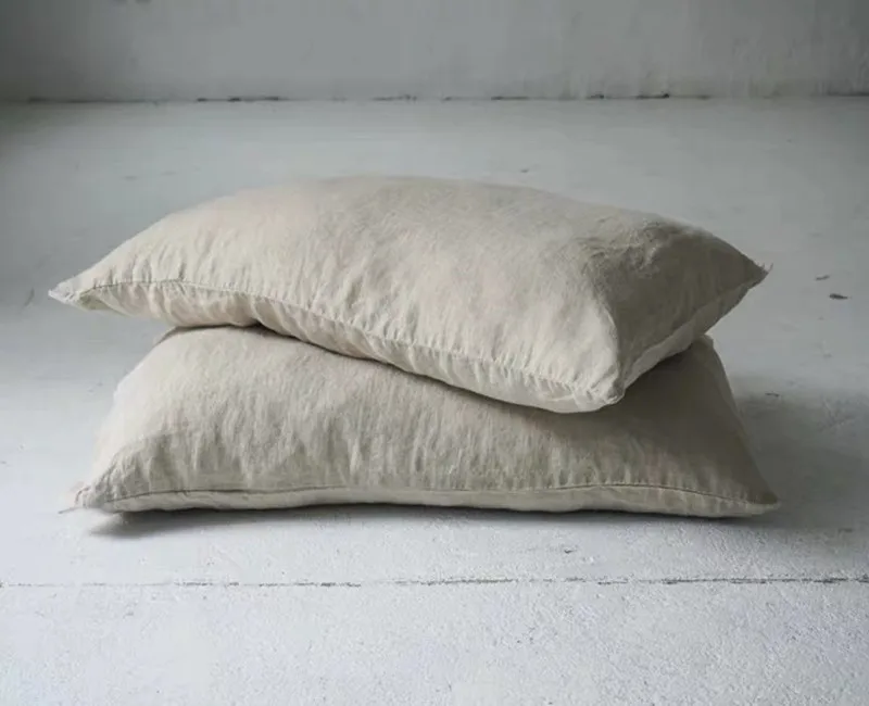 Natural hemp Пеньковые наволочки с надписью цвета слоновой кости, белый, розовый, натуральный пеньковый цвет наволочки 48x74 см, 2 предмета в продаже - Цвет: Natural hemp