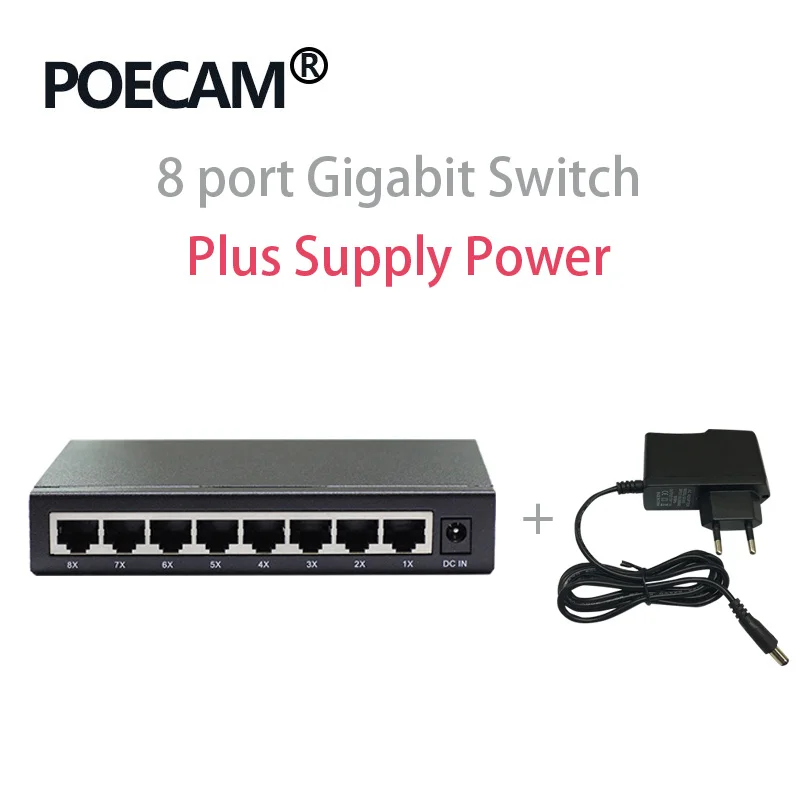 8 Порты и разъёмы сети Ethernet коммутаторы для рабочего стола гигабитный коммутатор RJ45 UTP Интерфейс 10/100/1000 Мбит/с по желанию Пластик оболочки стальной чехол