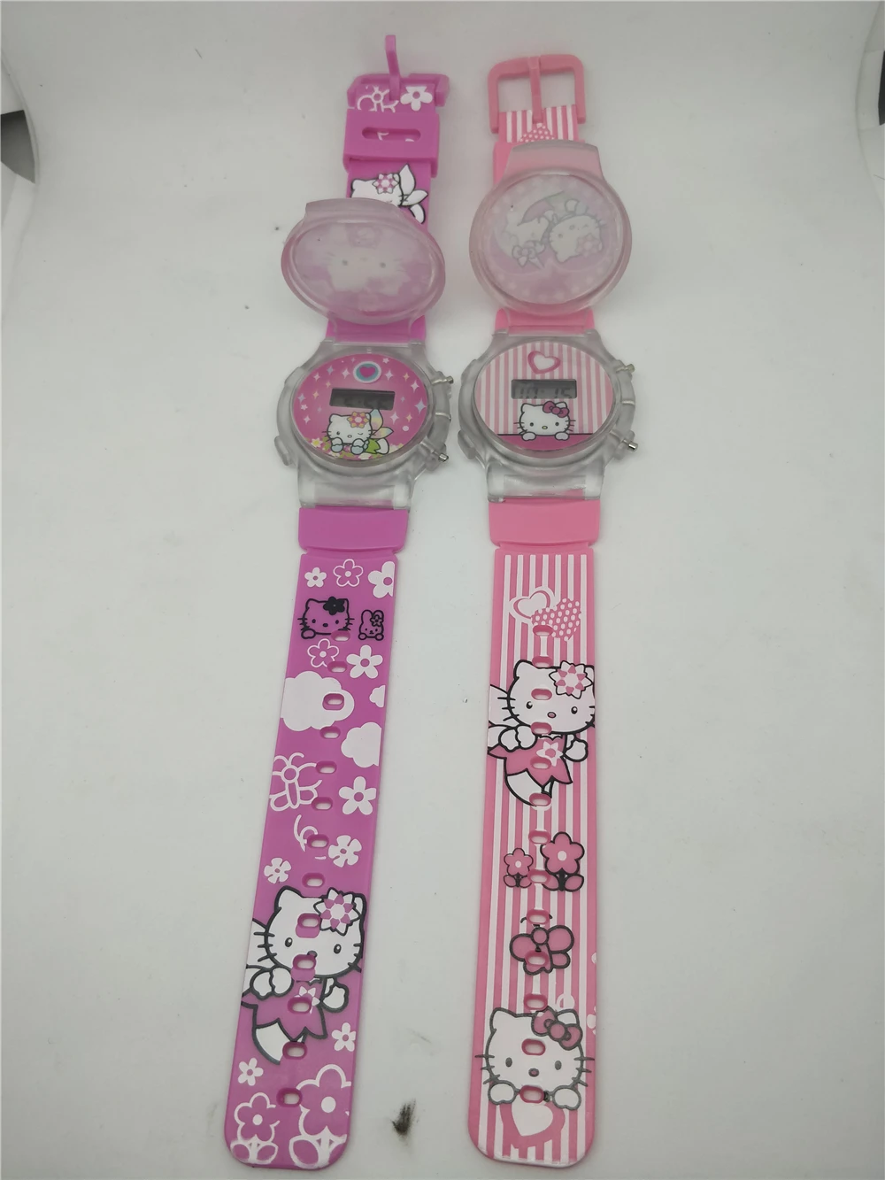 Горячие пирожные KT hello Kitty мультфильм Силиконовые вспышки светоизлучающие электронные детские часы-ракушка часы для девочек и детей