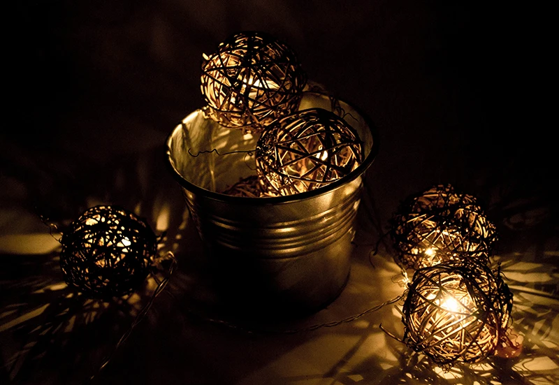 20 шт. 6 см ротанговая гирсветильник с шариками светодиодная гирлянда Сказочная