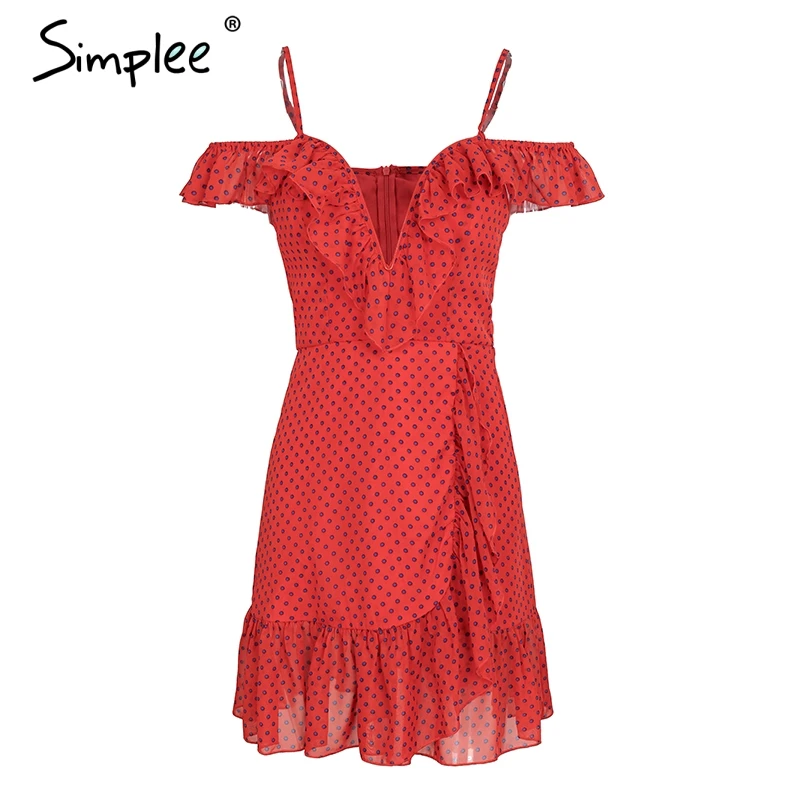 Simplee ремень с v-образным вырезом в горошек летнее повседневное женское платье