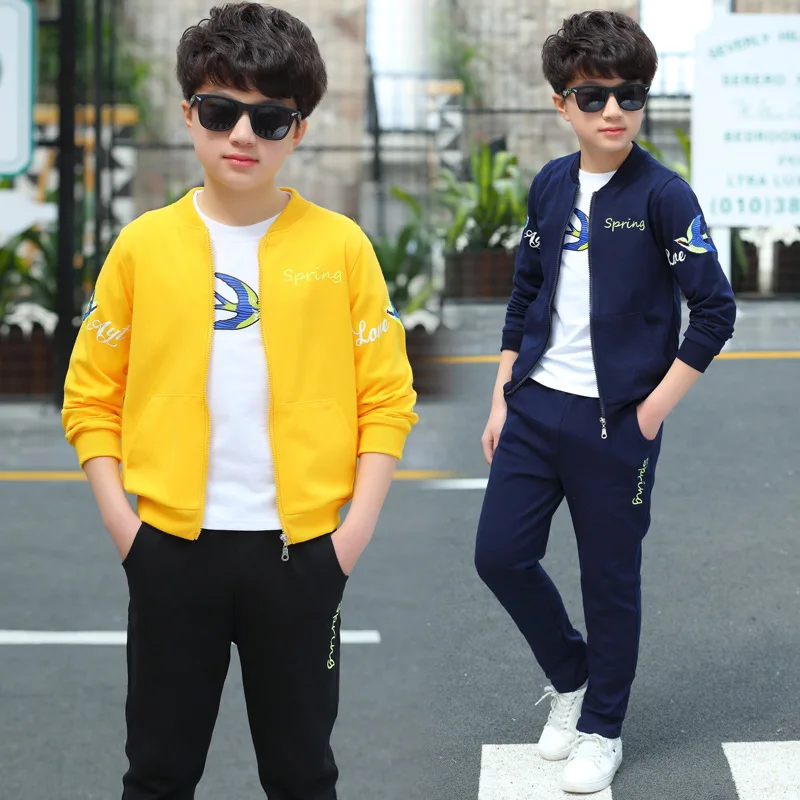 Новые спортивные комплекты из 3 предметов для мальчиков куртка + футболка штаны