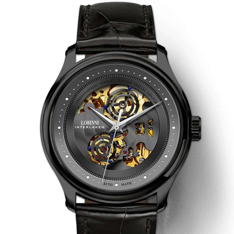 

Luxury Brand LOBINNI Men Watches Japan MIYOTA 8N24 Automatic Mechanical Men's Clock Sapphire Skeleton Genuine Leather L5025-4