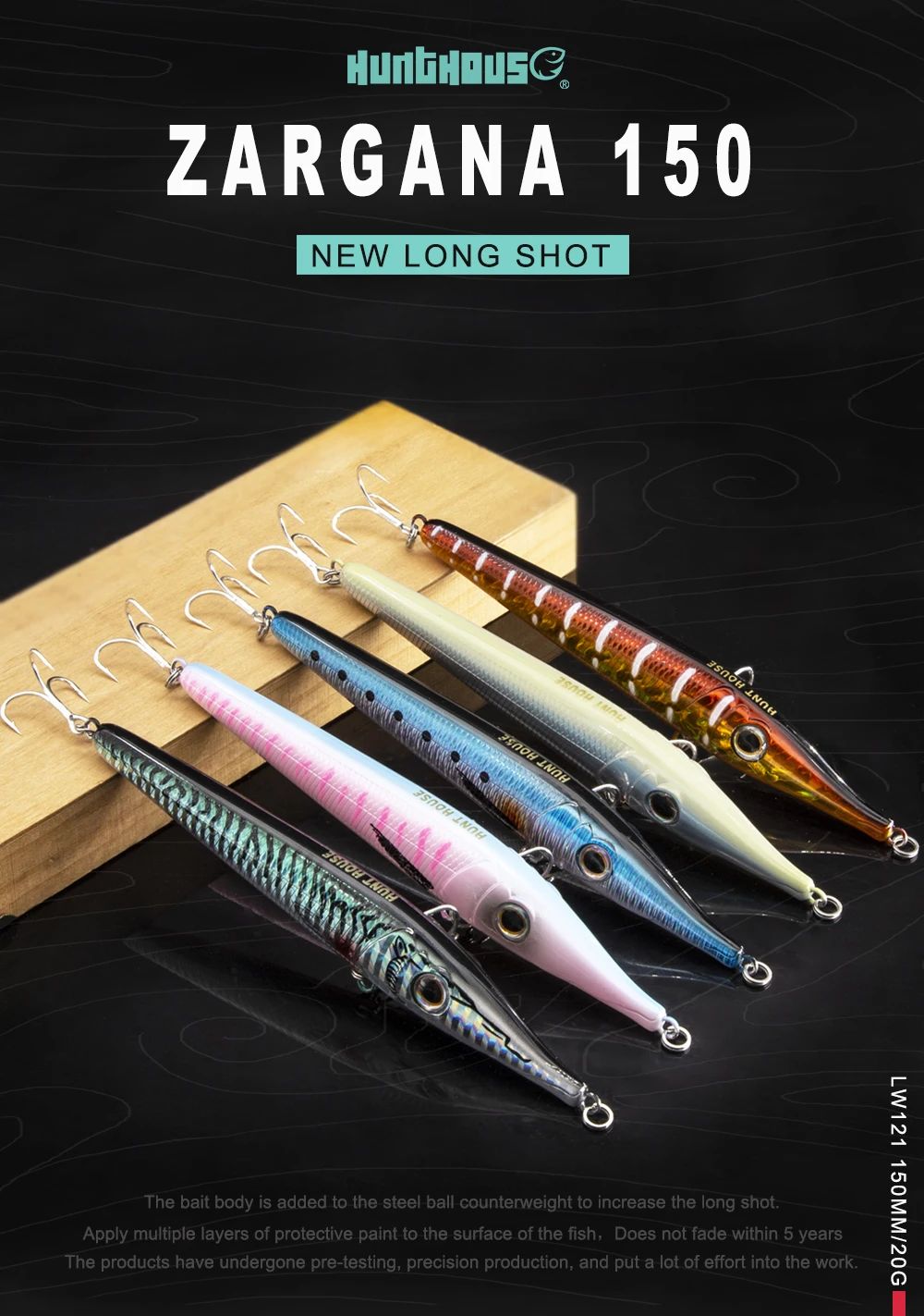 Hunthouse stickbait карандаш, жесткая приманка для рыбалки, плавающая приманка, 146 мм, 19 г, Тонущий Карандаш, 146 мм, 35 г, Воблер для морского баса