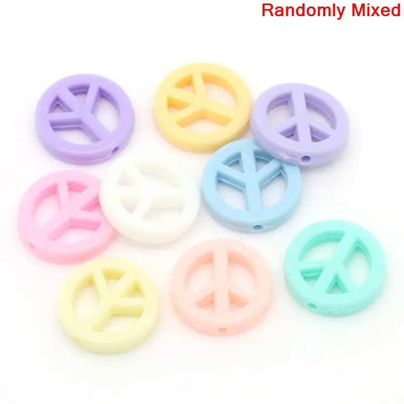 DoreenBeads круглые акриловые разделительные бусины смешанный рисунок с символом