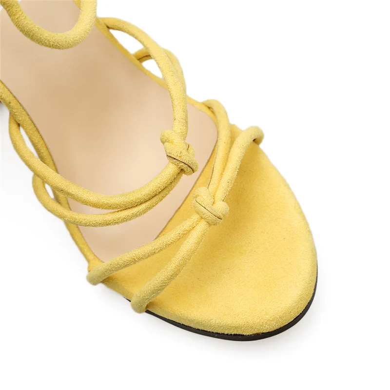 Женские летние желтые босоножки на толстом каблуке 10 5 см модные женские туфли