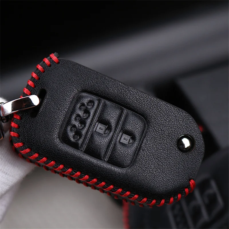 Чехол из натуральной кожи для автомобильного ключа чехол Honda Fit Hrv Accord 2003-2007 Freed