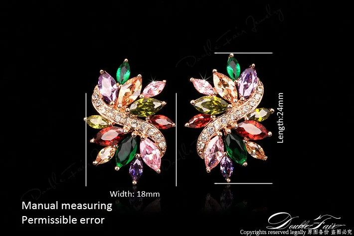 Роскошные Австрийские Stellux AAA + хрустальные серьги-гвоздики цвета розового золота