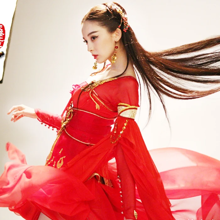 Hanfu Спагетти ремень Банкетный элегантный сексуальный древний костюм кино или ТВ Игры фотостудия фотография тема одежда