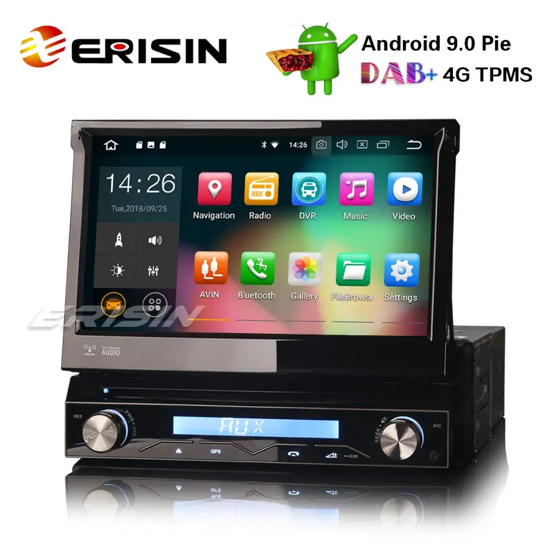 Автомобильный DVD плеер Erisin ES4808U 1 Din съемный DAB + Android 9 0 GPS wi fi TPMS DVR DTV BT OBD2