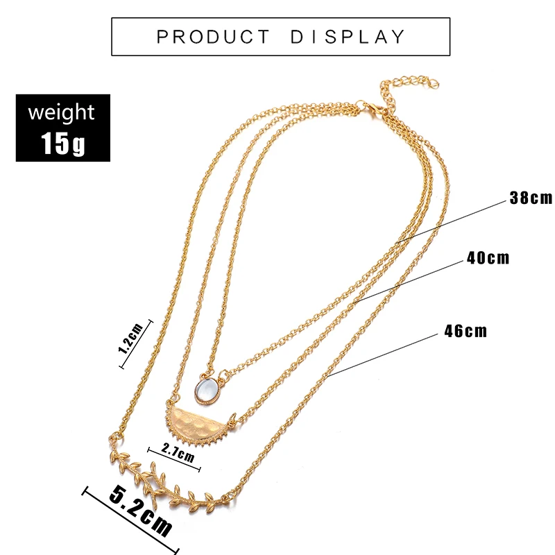 Модный женский многослойный кулон docona с золотым листом полукруг кристаллами