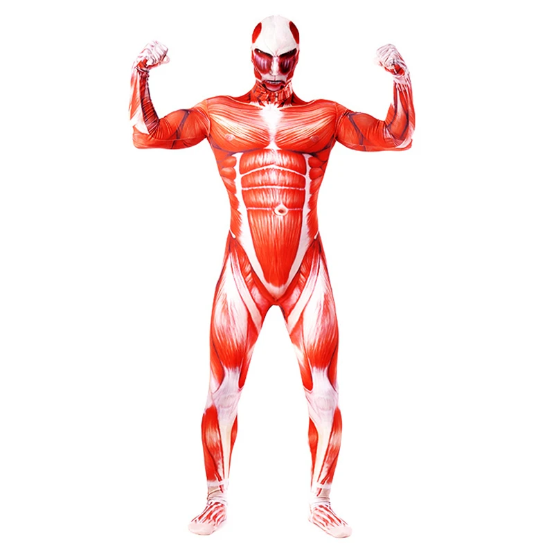 Косплей гигантский Атака Титанов Zentai Печать Полный пальто цельный костюм