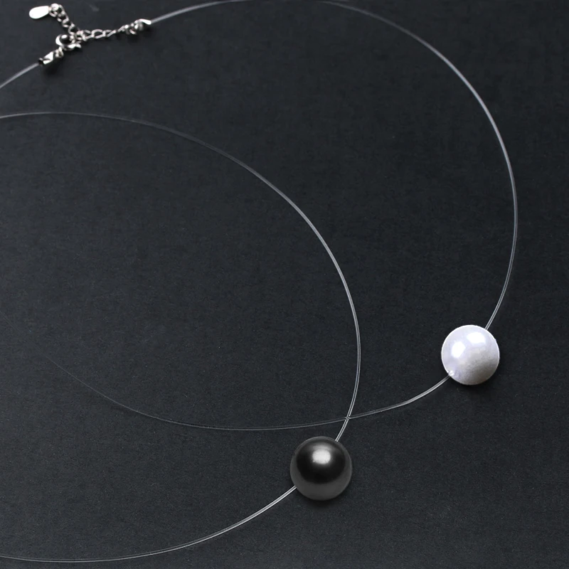 Женское прозрачное ожерелье на леске чокер с невидимой цепочкой и жемчугом