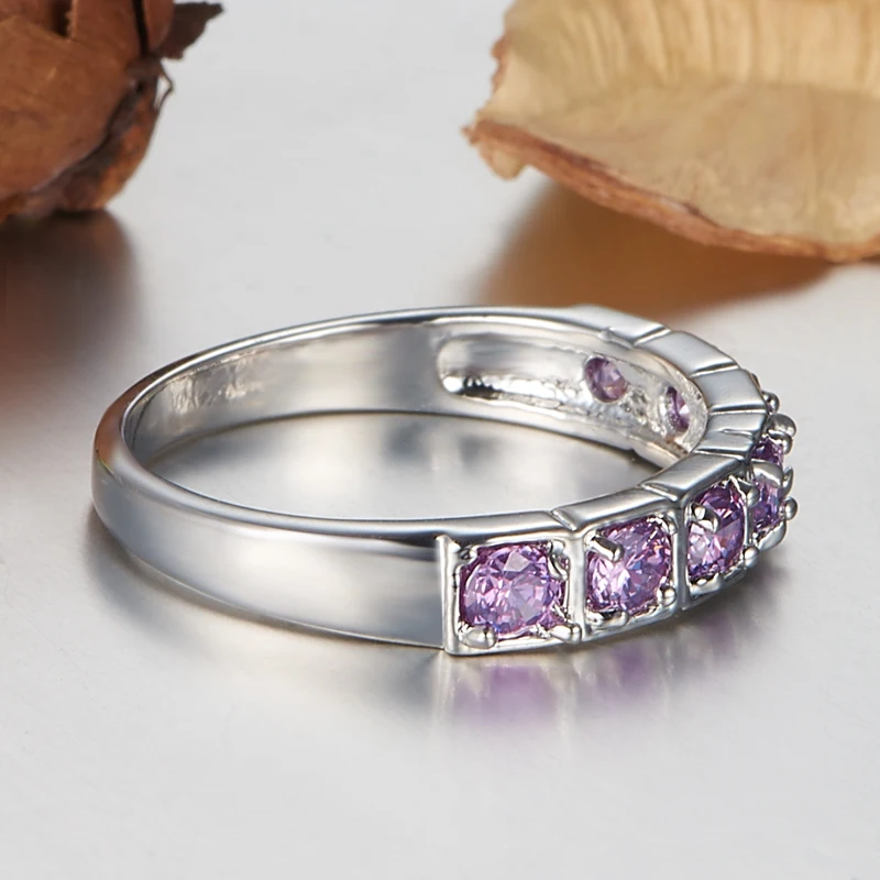 Новые щедрым квадратный фиолетовый циркон Серебряные кольца Размеры 6 7 8 9 10
