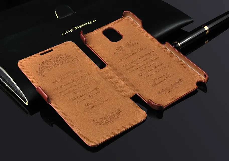 Классический чехол-книжка из 100% натуральной кожи для samsung Galaxy Note3