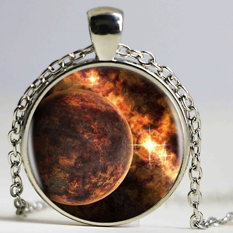 Хит продаж ожерелье с логотипом Галактики изображением туманности серебро