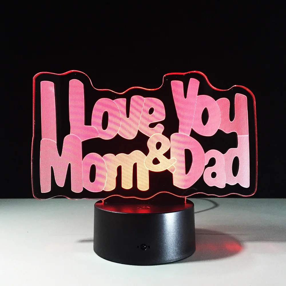 I Love Mom (Я люблю маму) с принтом Я папу 3D светодиодный светильник лучший подарок для