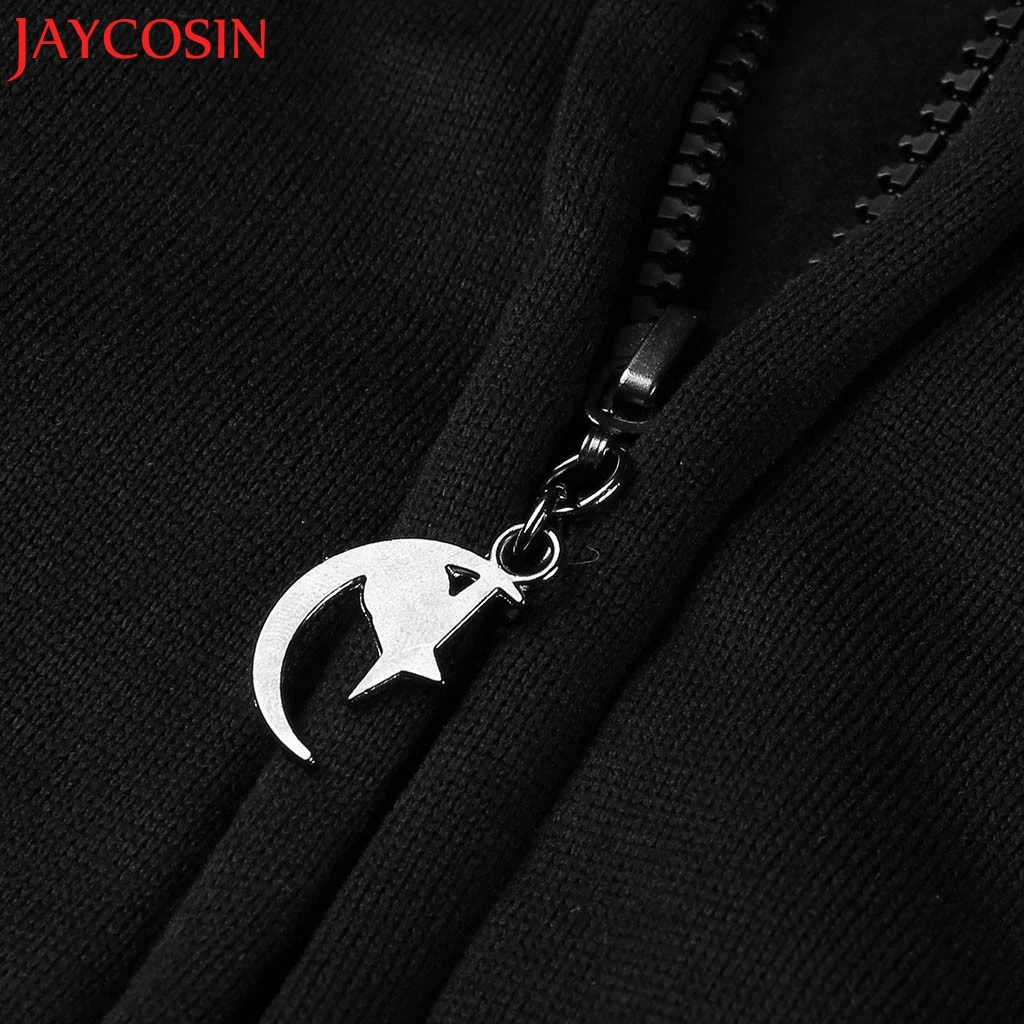 JAYCOSIN Женская винтажная Готическая толстовка на молнии с длинным рукавом большие