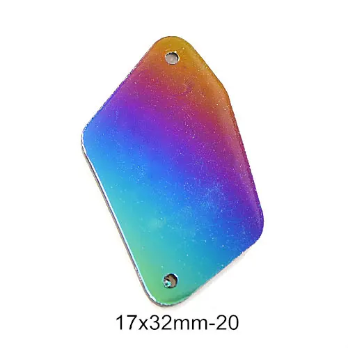 P20-17X32mm 20 шт радужные зеркальные пришитые Стразы неправильной формы акриловые зеркальные радужные хрустальные Каменные Стразы для шитья свадебного платья B3734 - Цвет: P20-17X32mm