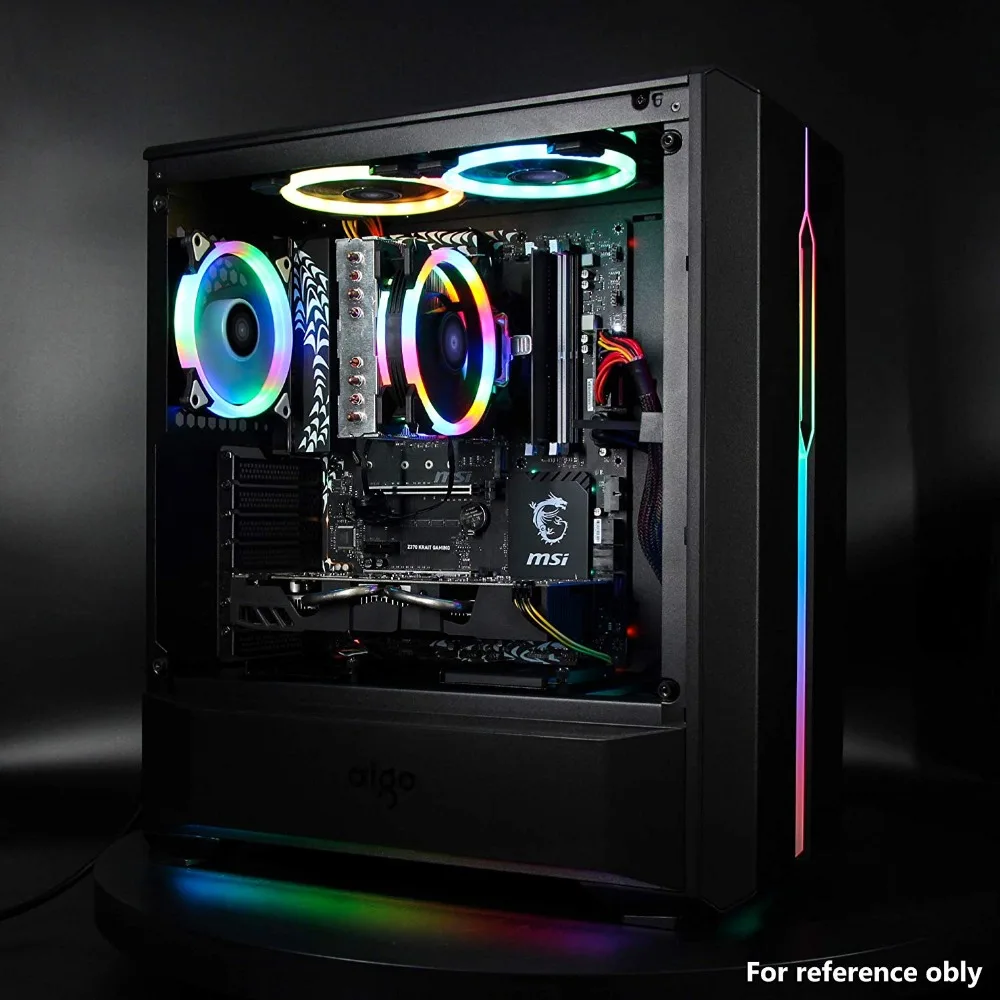 Aigo чехол для компьютерного корпуса ATX Mid-Tower из закаленного стекла для игрового рабочего стола RGB PC чехол для компьютера с 1 шт. 120 мм светодиодный Радужный вентилятор