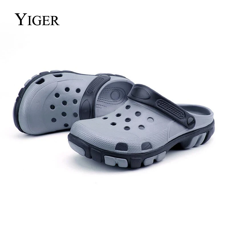 YIGER/Новые мужские шлепанцы Классическая обувь с отверстиями мужская пляжная обувь повседневные Нескользящие сандалии на толстой подошве и летняя садовая обувь 0050 г