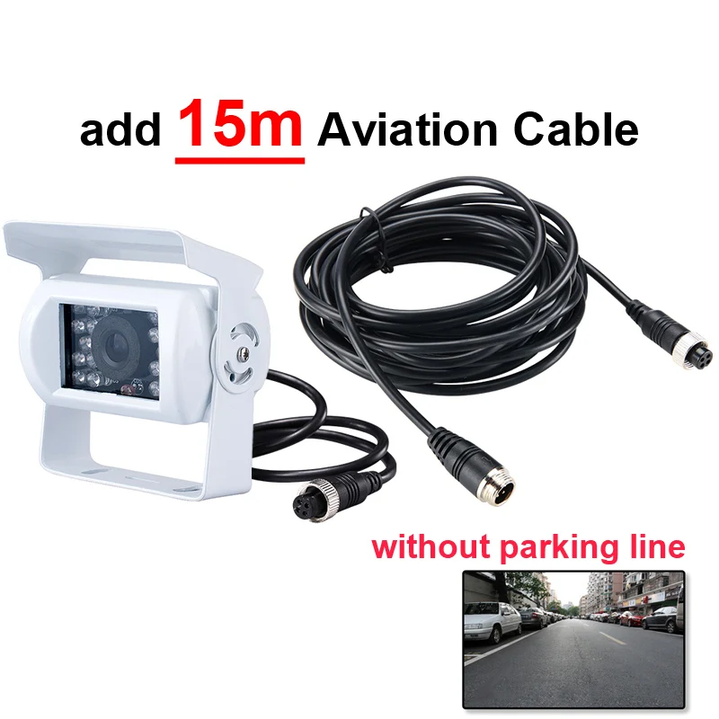 add 15m 4Pin Cable GreenYi белая камера заднего вида для грузовика сверхмощный 18 светодиодный ИК ночного видения Водонепроницаемая камера заднего вида для прицепа/пикапов/RV - Название цвета: add 15m 4Pin Cable