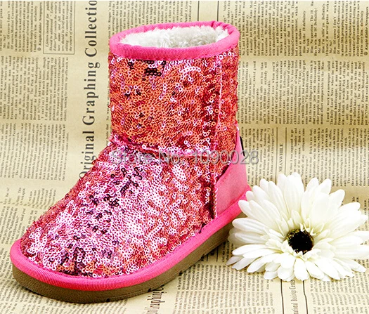 5 цветов детские сапоги 2017 зимние для девочек Bling paillette теплая зимняя обувь