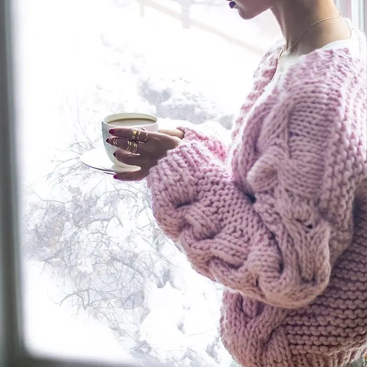 2 pink Супер толстом шерстяная пряжа вязаные вручную, шерстяные короткий свитер с принтом, дизайн, пальто для девочек - Цвет: 2 pink