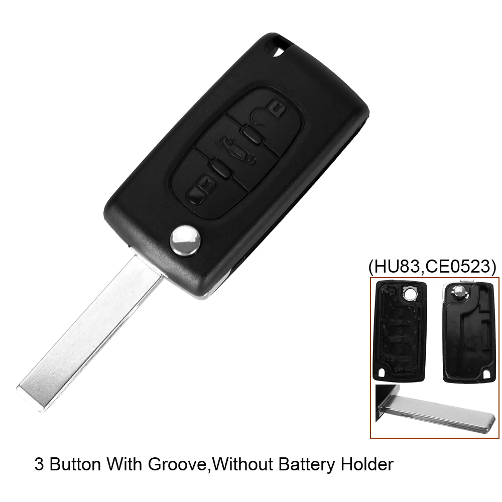 Dandkey 3 Кнопка флип чехол для ключей Shell Peugeot 307 308 407 607 с лезвием groove|buttons buttons|buttons 3button
