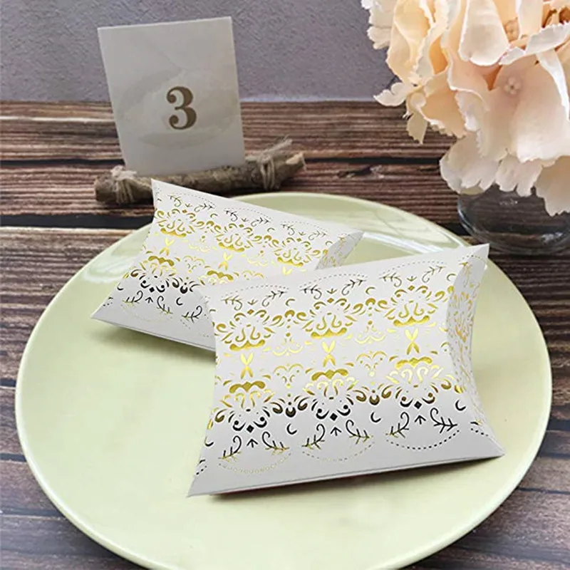 Золотая коробка для подушки 20 шт. коробки подушек из крафт бумаги подарочные