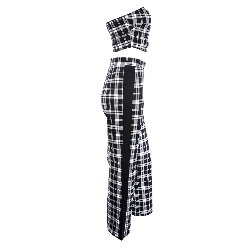 Комплект из двух предметов: сексапильный Топ без бретелек + широкие брюки женский