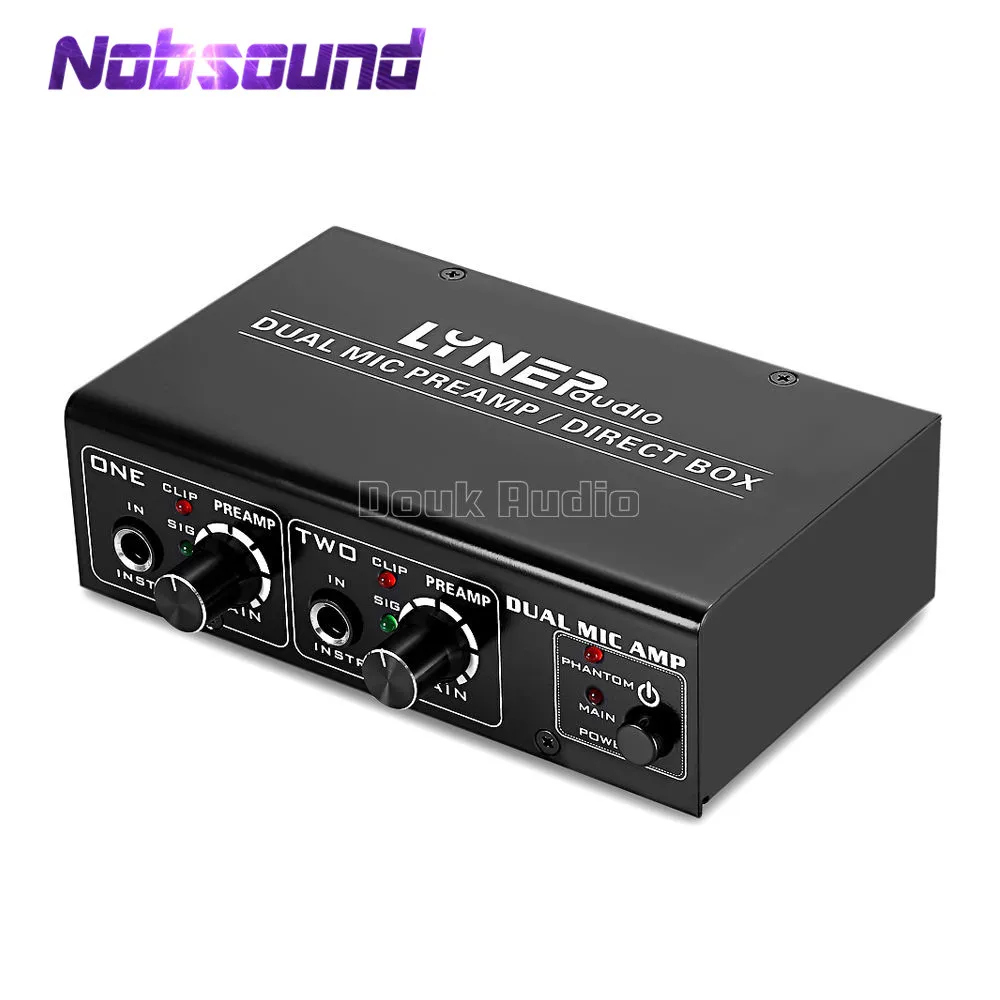 

Nobsound Mini 2-Channel Microphone Preamplifier Dual MIC Preamp Electric Guitar Bass Amplifier For Home Auido