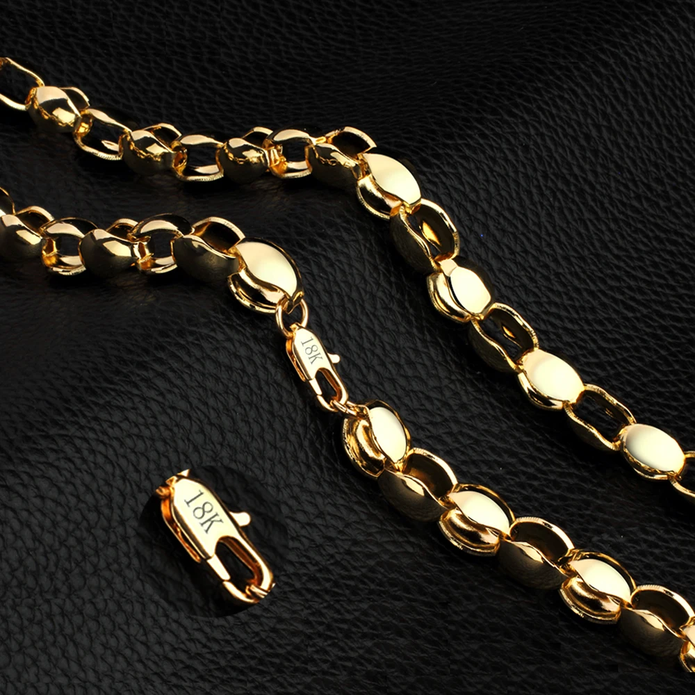 Для мужчин цепи 18kgold Цепочки и ожерелья оптовая продажа Мода золото Цвет 8 мм