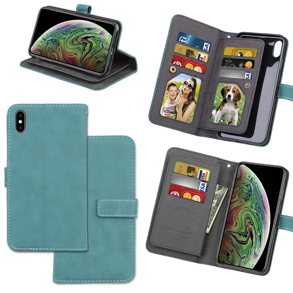 Capa Fundas для iphone XR XS Max 6 6 Plus 6s держатель чехол для iphone 7 8 plus XR XS кожаный чехол для телефона 9 слотов для карт