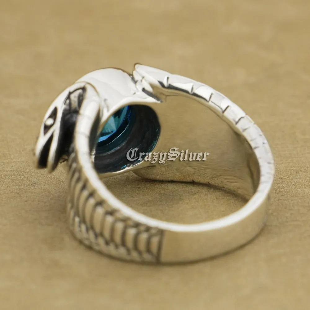 Кольцо из серебра в стиле байкера с фианитами король Кобра Змея кольцо панк 9K007