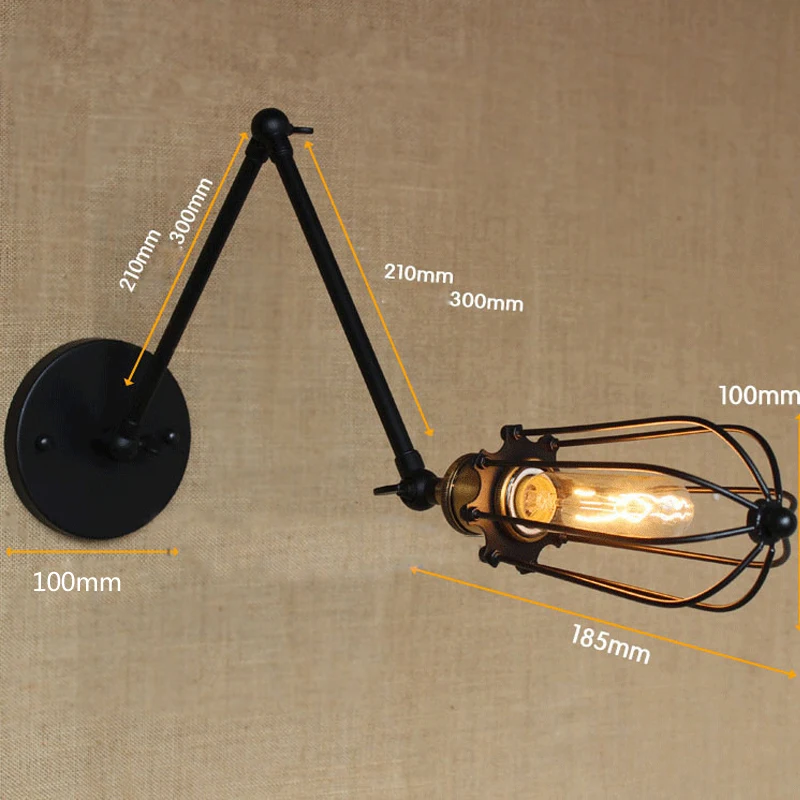Настенный светильник в винтажном стиле ретро бра с металлическим абажуром для