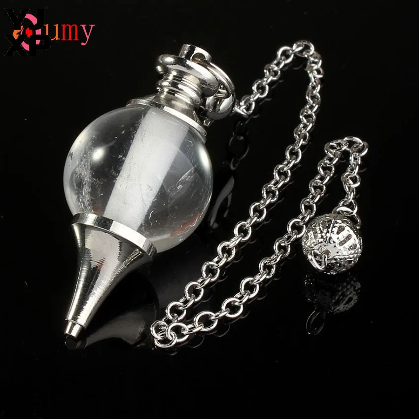 YJXP Silver Plated 7 Beads Spiritual Reiki Healing Chakra Stones Dowsing Pendulum Rock Crystal Pendant Fashion Jewelry Gift | Украшения и