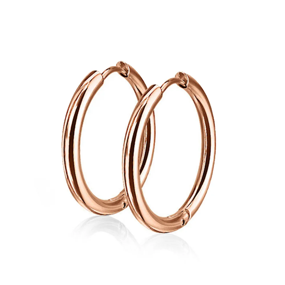 Rosegold Новинка FINE4U E037 Модные женские серьги в форме сердца 316L серьги-кольца из нержавеющей стали 6 цветов на выбор - Окраска металла: Rosegold