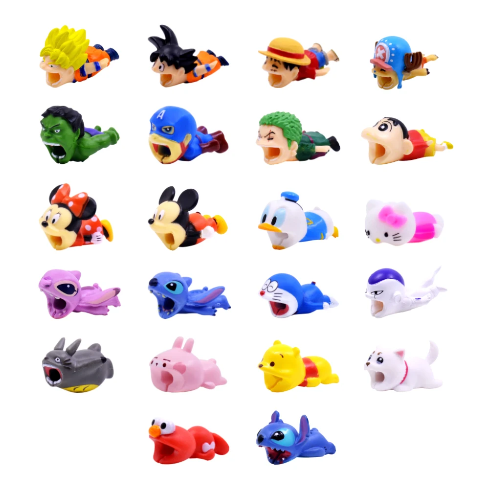 CHIPAL Cute аниме укуса провода намотки для iPhone Защита для usb-кабеля Органайзер чомперы Чоппер Луффи Сон Гоку мультфильм укусы животных