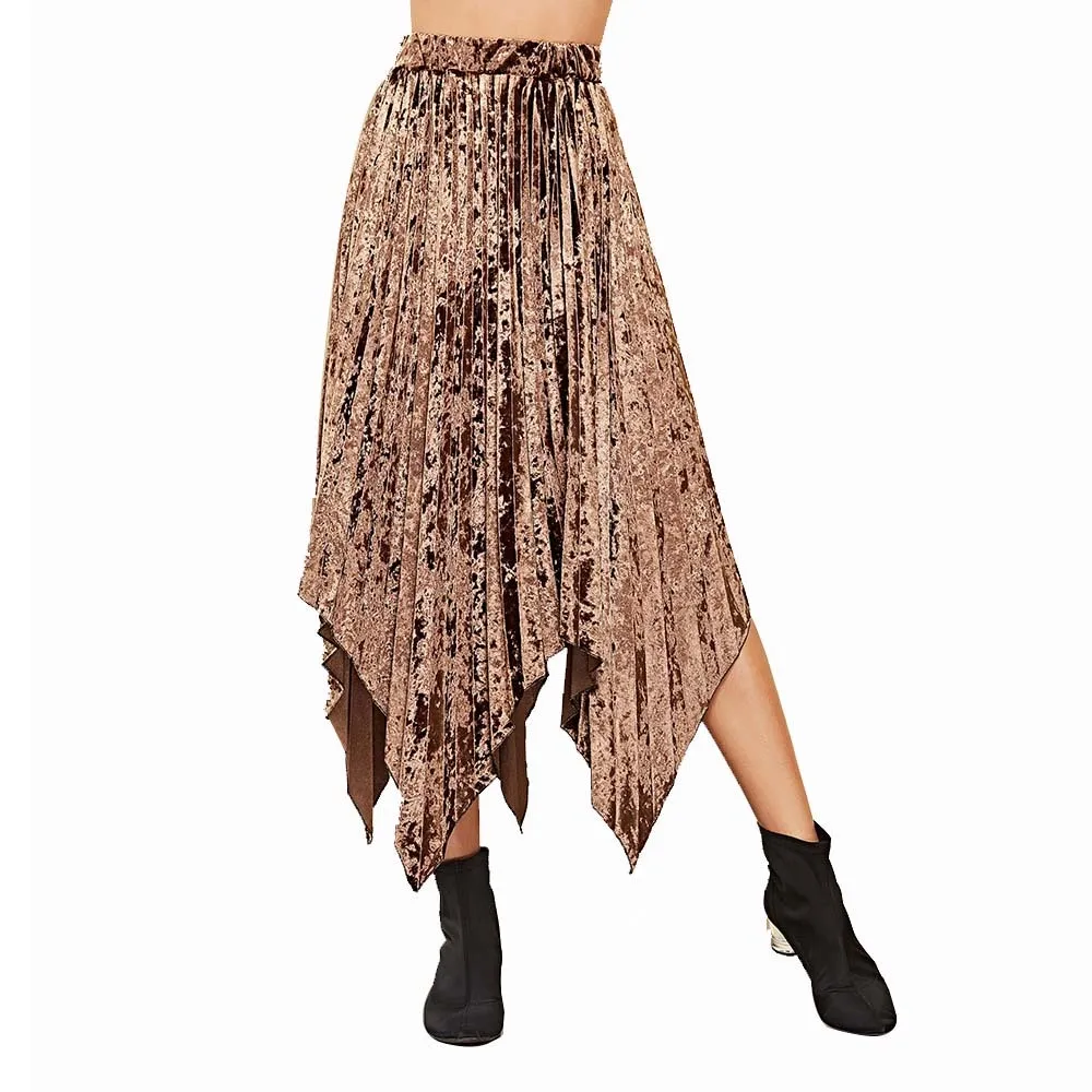 Осень Boho элегантный Повседневное Для женщин юбки плиссе Высокая Талия Обычная