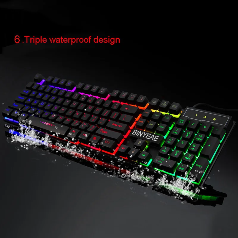 Горячая Распродажа английская игровая клавиатура с подсветкой Проводная Teclado Gamer плавающая светодиодная подсветка USB аналогичная Механическая на ощупь