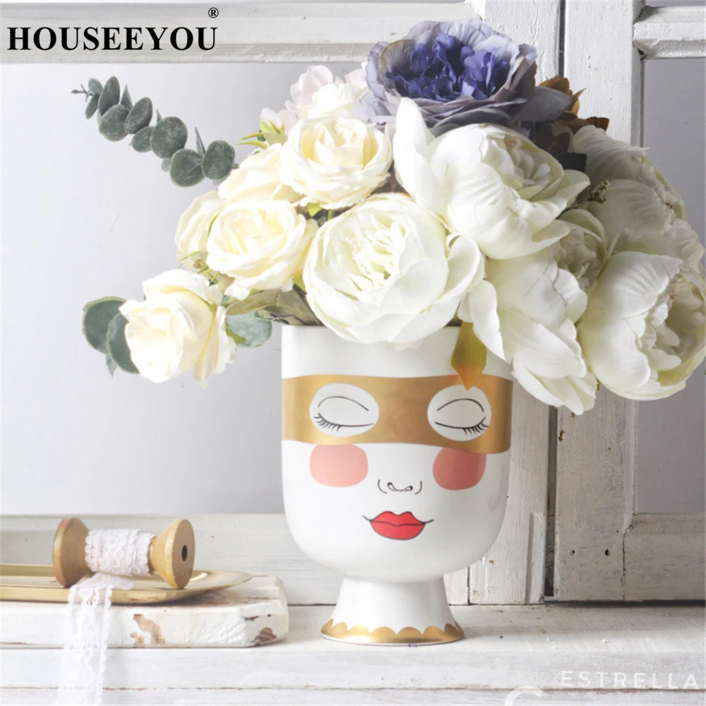 Маленькая девочка искусственная Цветочная ваза женская маска для глаз Золотая