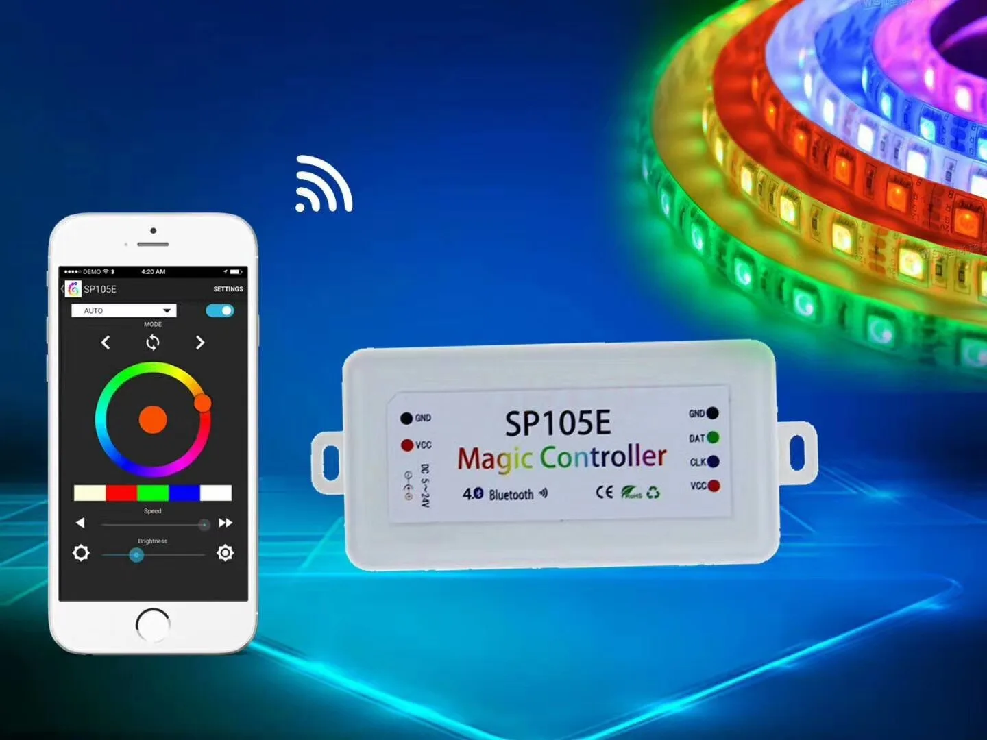 DC5V-24V SP105E Magic led controller Bluetooth SPI for all kinds of IC pixels lights WS2801 WS2811 WS2812B pixel Strip | Лампы и