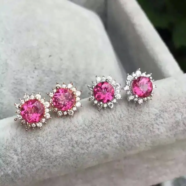 

Серьги женские круглые с натуральным топазом, из серебра 925 пробы