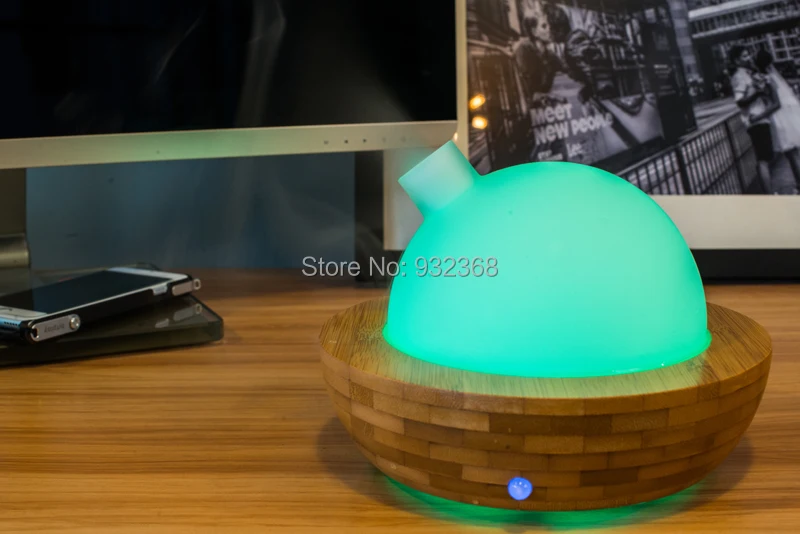 Aromatherapy Diffuser Ultrasonic Humidifier Nebulizer Essential Oil Glass Cover & Bamboo Bottom | Бытовая техника