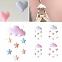 2019 newest 4 colors cloud star heart baby nursery mobile cloth wall hanging decor gift white pink
