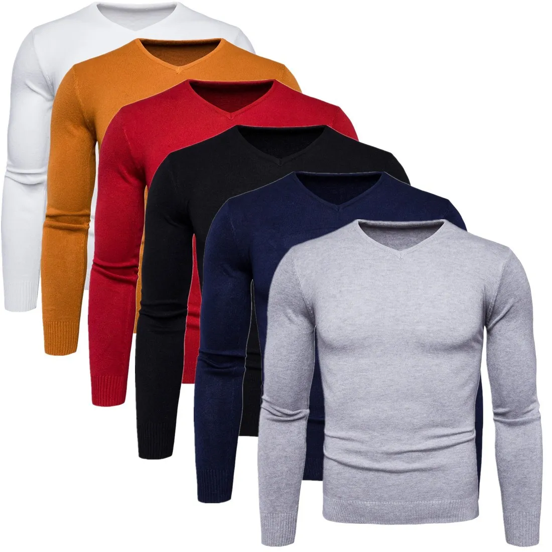 Новинка 2017 мужской свитер с v образным вырезом однотонный длинным рукавом|mens sweater