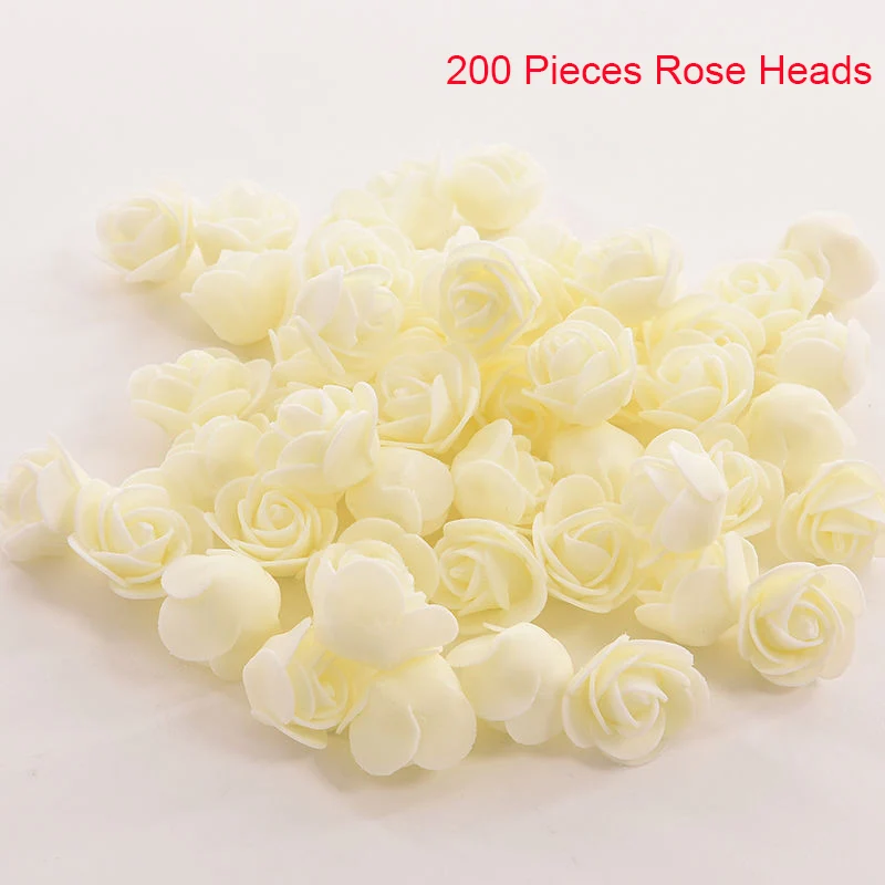 200PCS Rose milk DIY Роза аксессуары в виде мишки мешок пены медведь плесень 200 шт PE искусственные розы цветок головы Роза медведь собака удачи плесень - Цвет: 200PCS Rose milk
