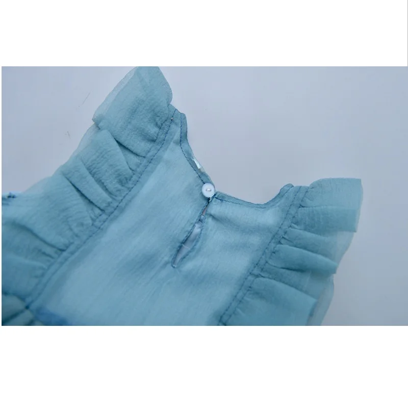 Новейшее платье для маленьких девочек с однотонными белыми розовыми и синими